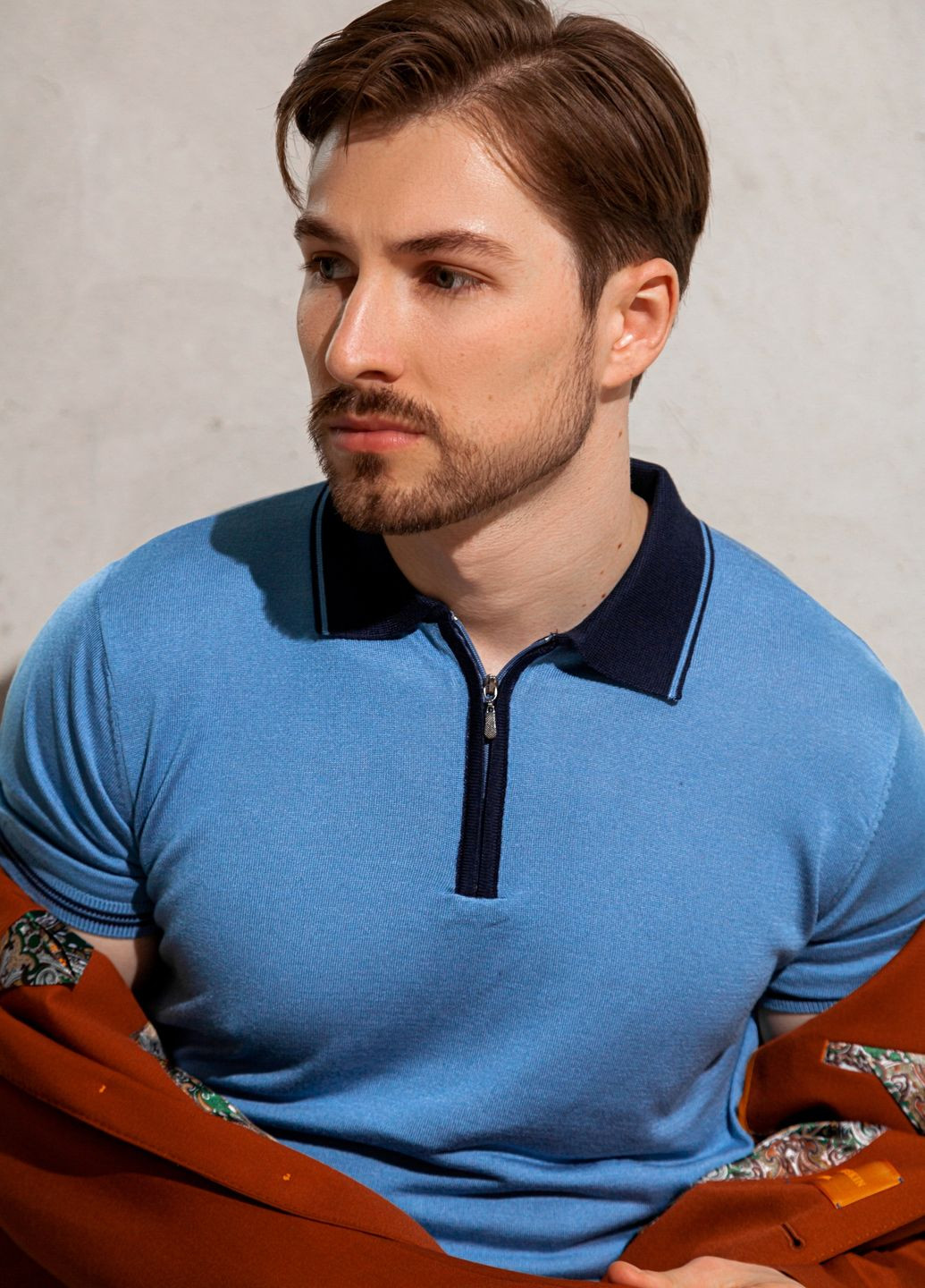 Голубой футболка-blue short sleeve polo shirt для мужчин Andreas Moskin