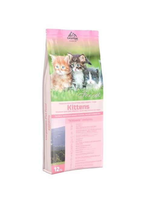 Carpathian Kittens Для кошенят всіх порід. З куркою, лососем та сухим молоком. Для профілактики гельмінтів. 12 кг. Carpathian Pet Food (275924992)