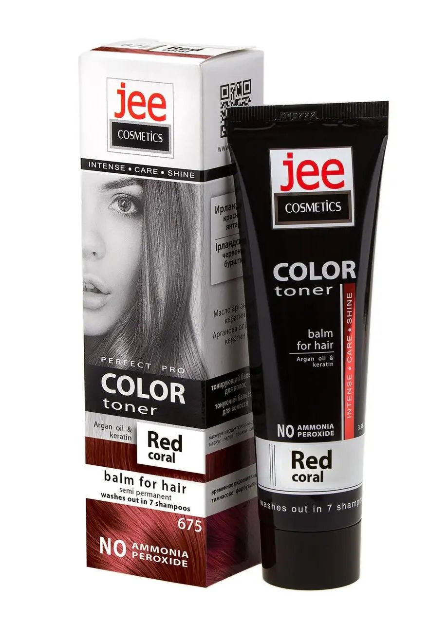 Бальзам тонувальний для волосся 675 Червоний корал 150 мл Jee Cosmetics (260596799)