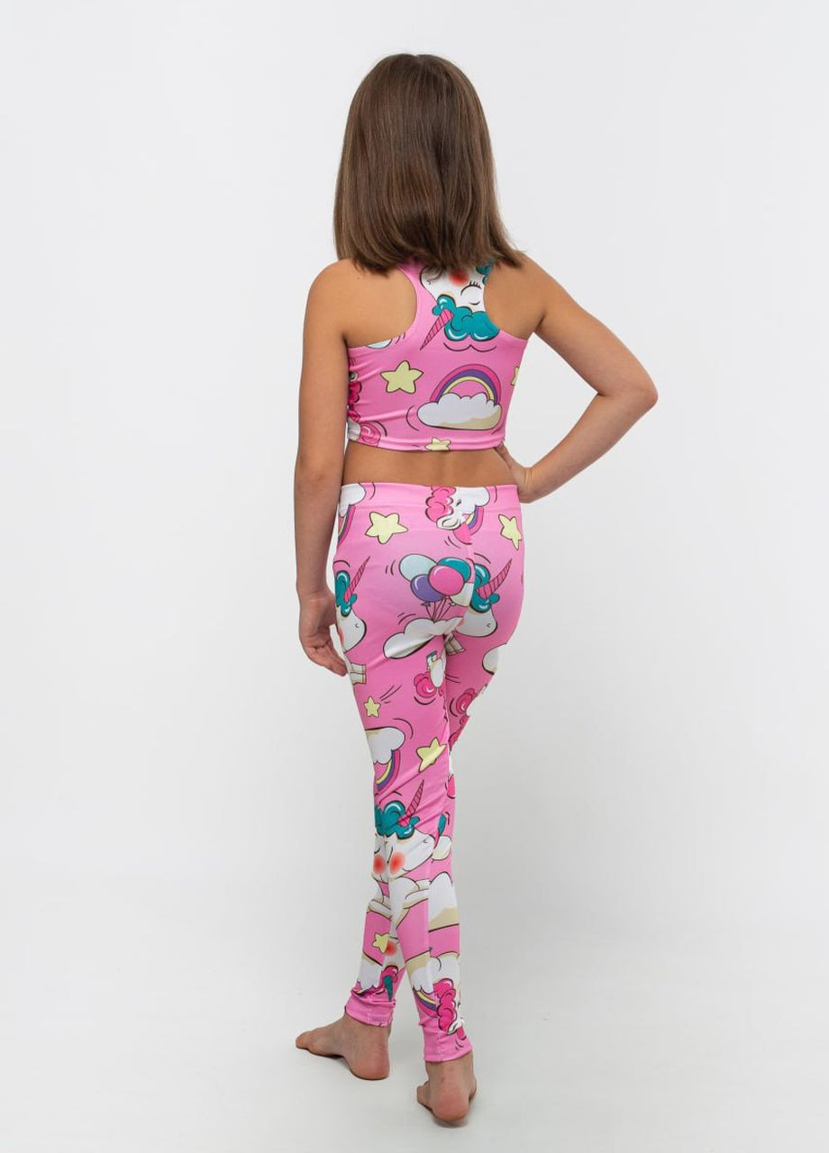 Дитячий спортивний костюм лосини та топ для дівчинки No Brand «pink unicorn» (276396689)
