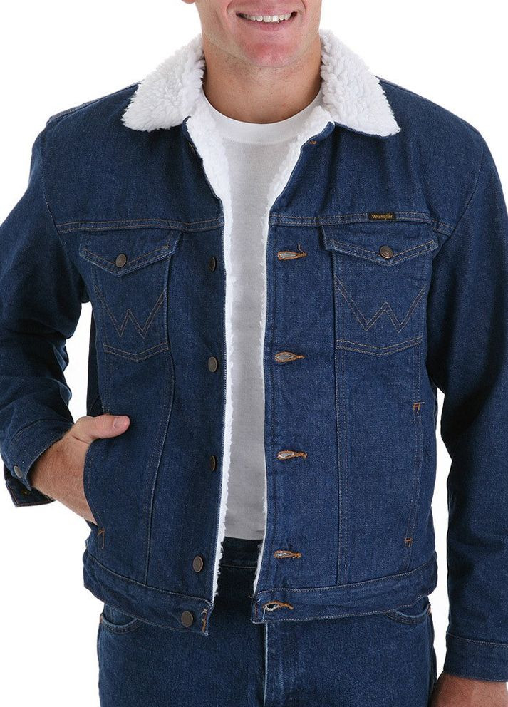 Темно-синяя демисезонная теплая джинсовая куртка на подкладке – denim original Wrangler Cowboy Cut