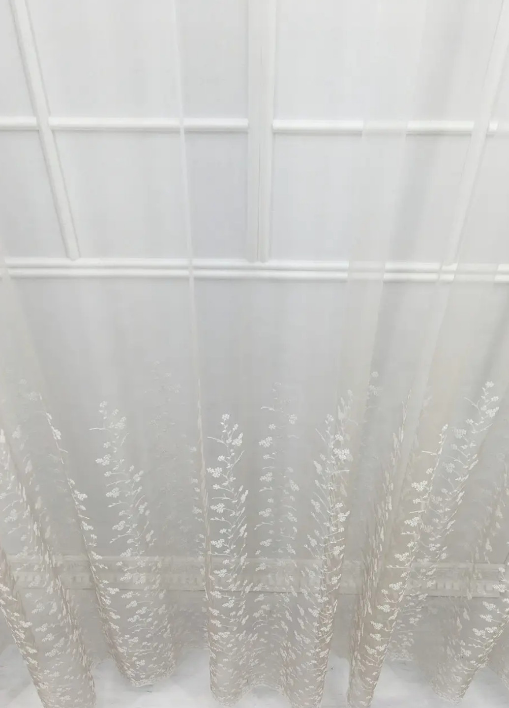 Готовый тюль фатин с вышивкой, градиент бежевый, ширина 250 см, высота 240 см No Brand (259215337)