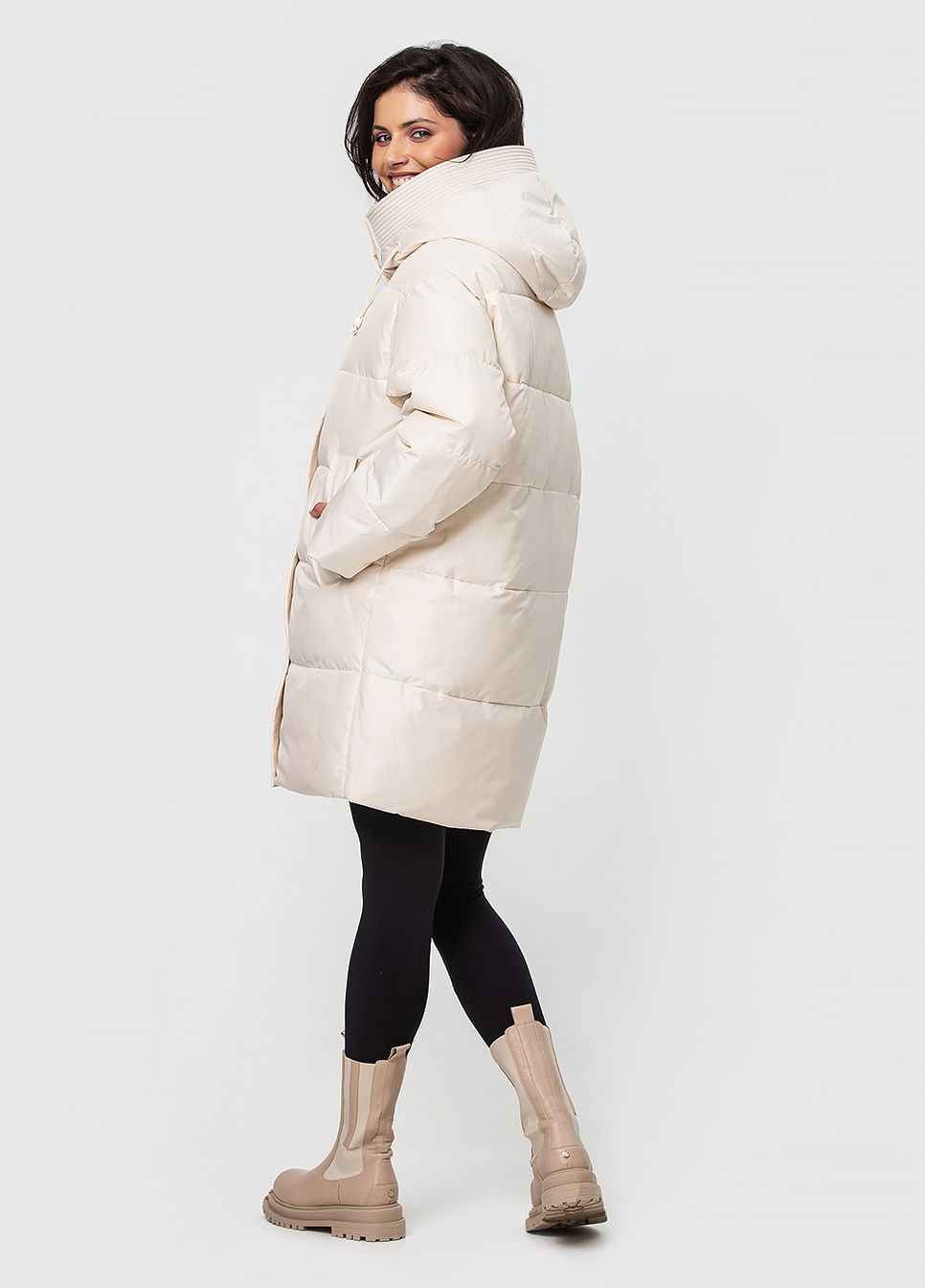 Молочна зимня куртка-пальто з капюшоном модель Icebear 3795