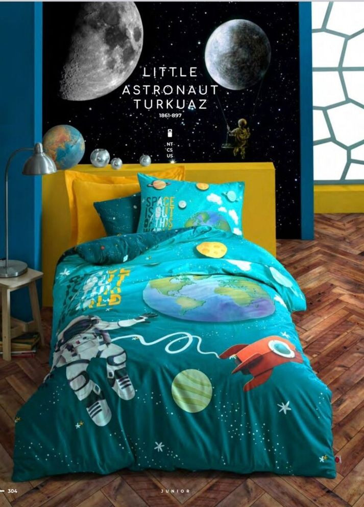 Комплект постельного белья полуторный Astronaut Turkuaz Cotton Box (260620072)