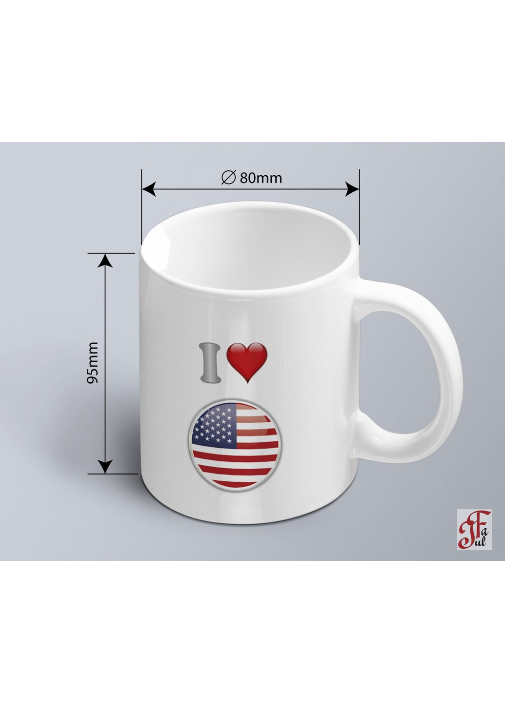 Чашка з принтом я люблю США з зображенням прапору (02010109004) ЗаСвіт (261333091)