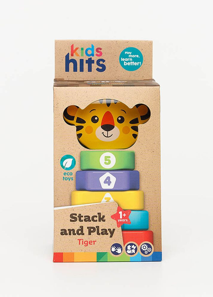 Дерев'яна іграшка пірамідка "Тигренятко" колір різнокольоровий ЦБ-00231326 Kids Hits (266131633)