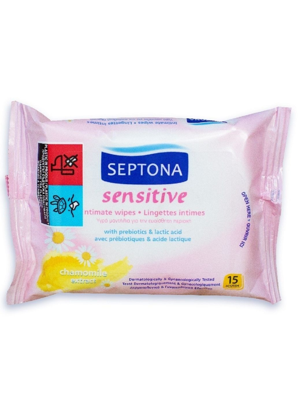 Вологі серветки для інтимної гігієни Sensitive 15 шт Septona (267724609)