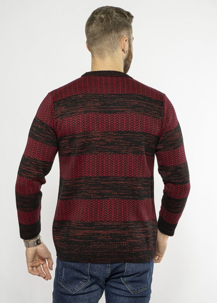 Прозорий зимовий стильний чоловічий светр (чорно-бордовий) Time of Style