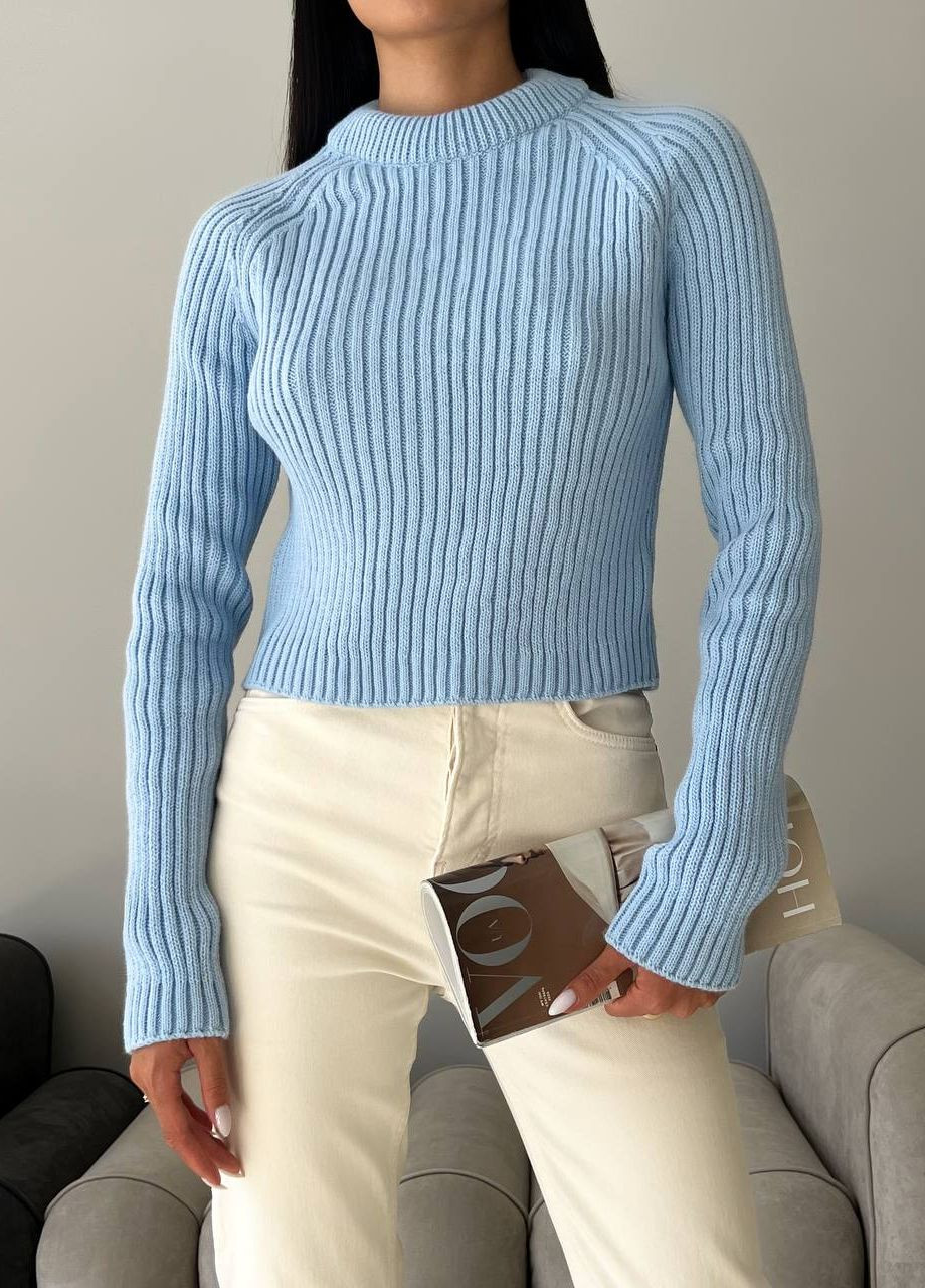 Жіночий светр із текстурним візерунком колір блакитний р.42/46 441954 New Trend (263134236)