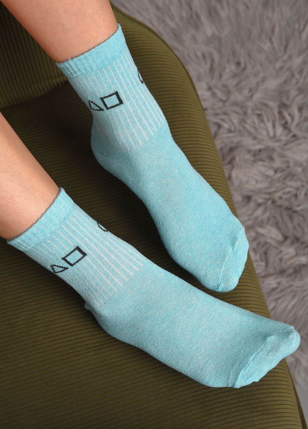 Шкарпетки жіночі демісезонні бірюзового кольору розмір 36-40 Let's Shop (277983289)