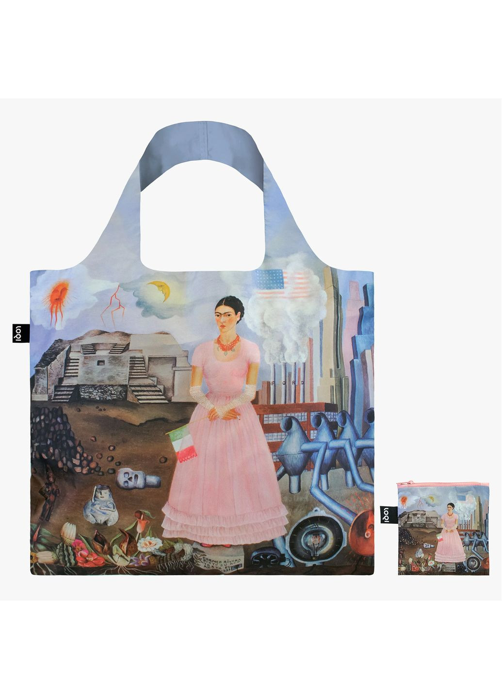 Сумка шоппер FRIDA KAHLO Self Portrait on the Borderline between Mexico and the United States Recycled Bag Loqi (276461469)