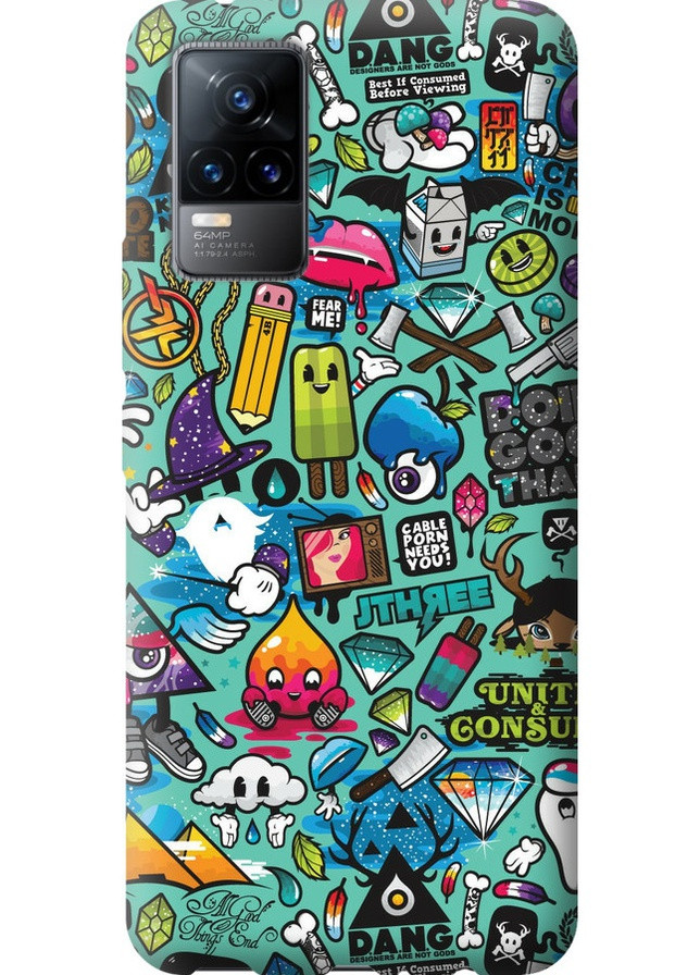 Силіконовий чохол 'Стікер бомбінг 1' для Endorphone Vivo V21E (257880398)