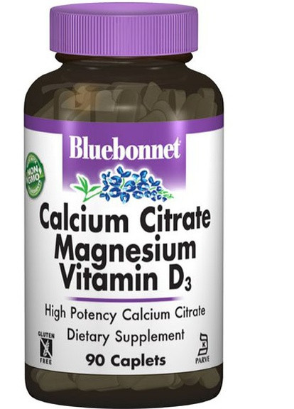 Calcium Citrate, Magnesium, Vitamin D3 90 Caplets BLB0715 Bluebonnet Nutrition (258499223)