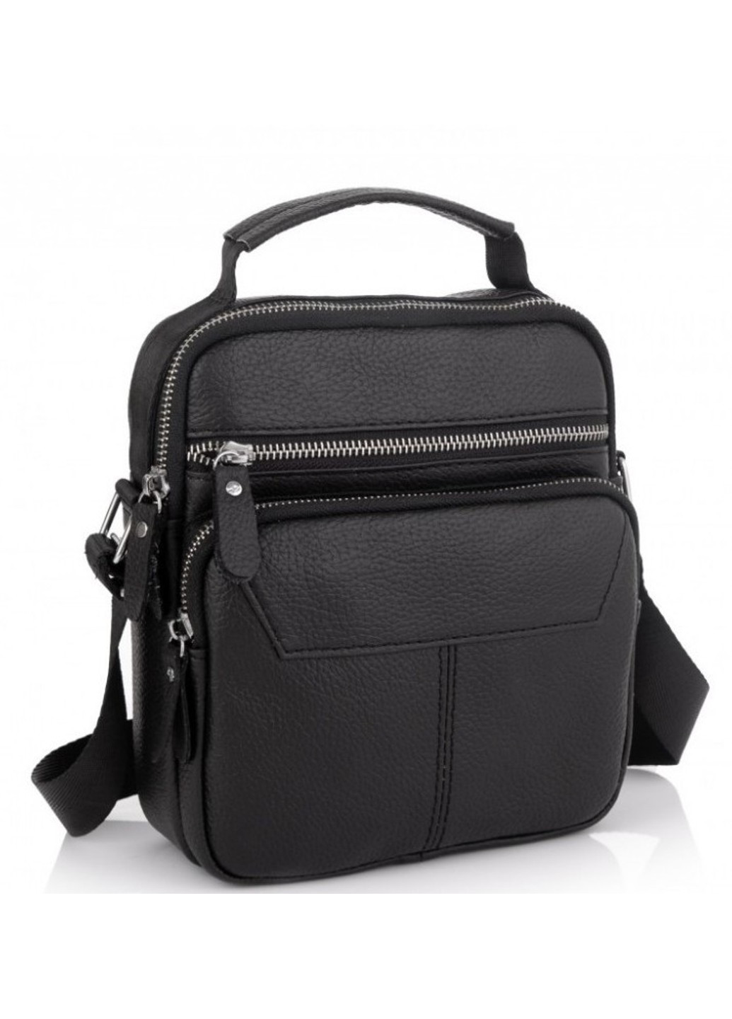 Шкіряна чоловіча сумка над чорним плечем сумка A25F-1436A Tiding Bag (276705865)