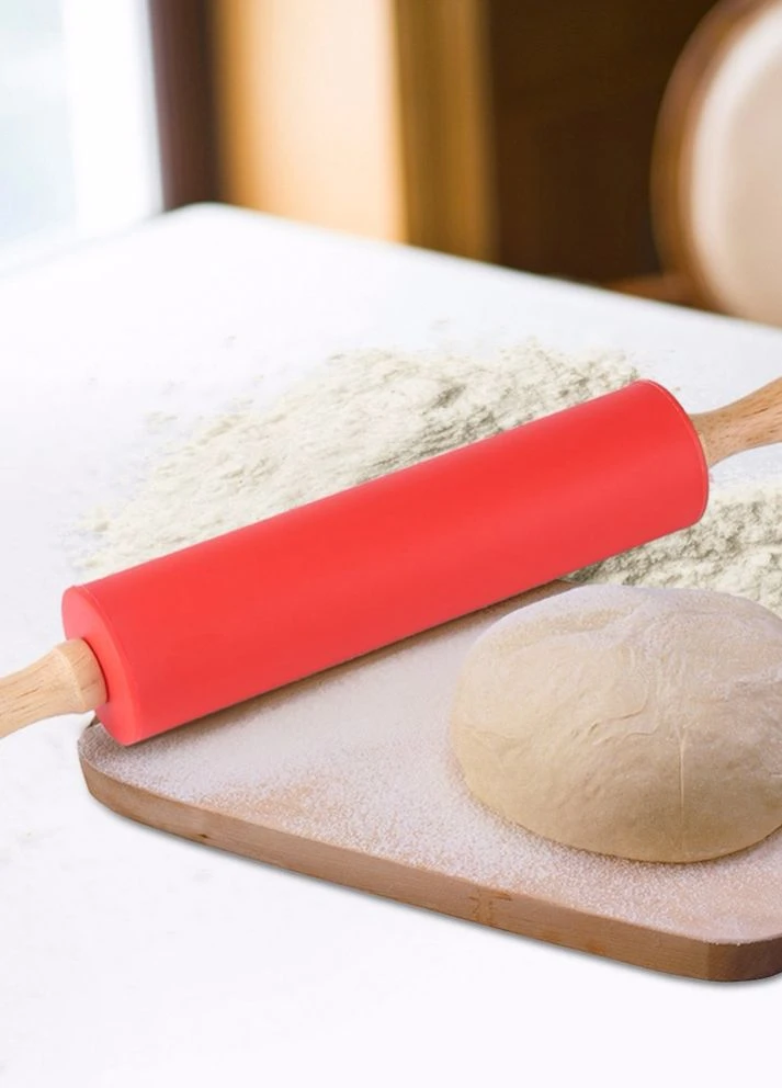 Скалка для теста силиконовая большая с деревянными ручками 42.5 см Kitchen Master (275104099)