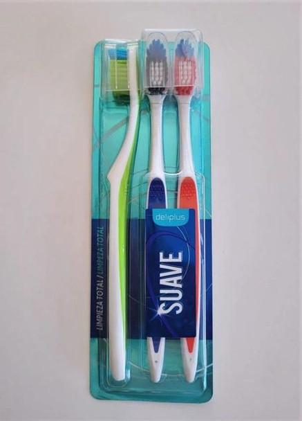 Набор зубнх щеток с Мягкой щетиной 3 шт. Зеленая+ Синяя+ Красная Soft Deliplus (259500522)