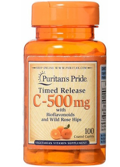 Puritan's Pride Vitamin C-500 mg with Rose Hips Time Release 100 Caplets Puritans Pride (256723472)