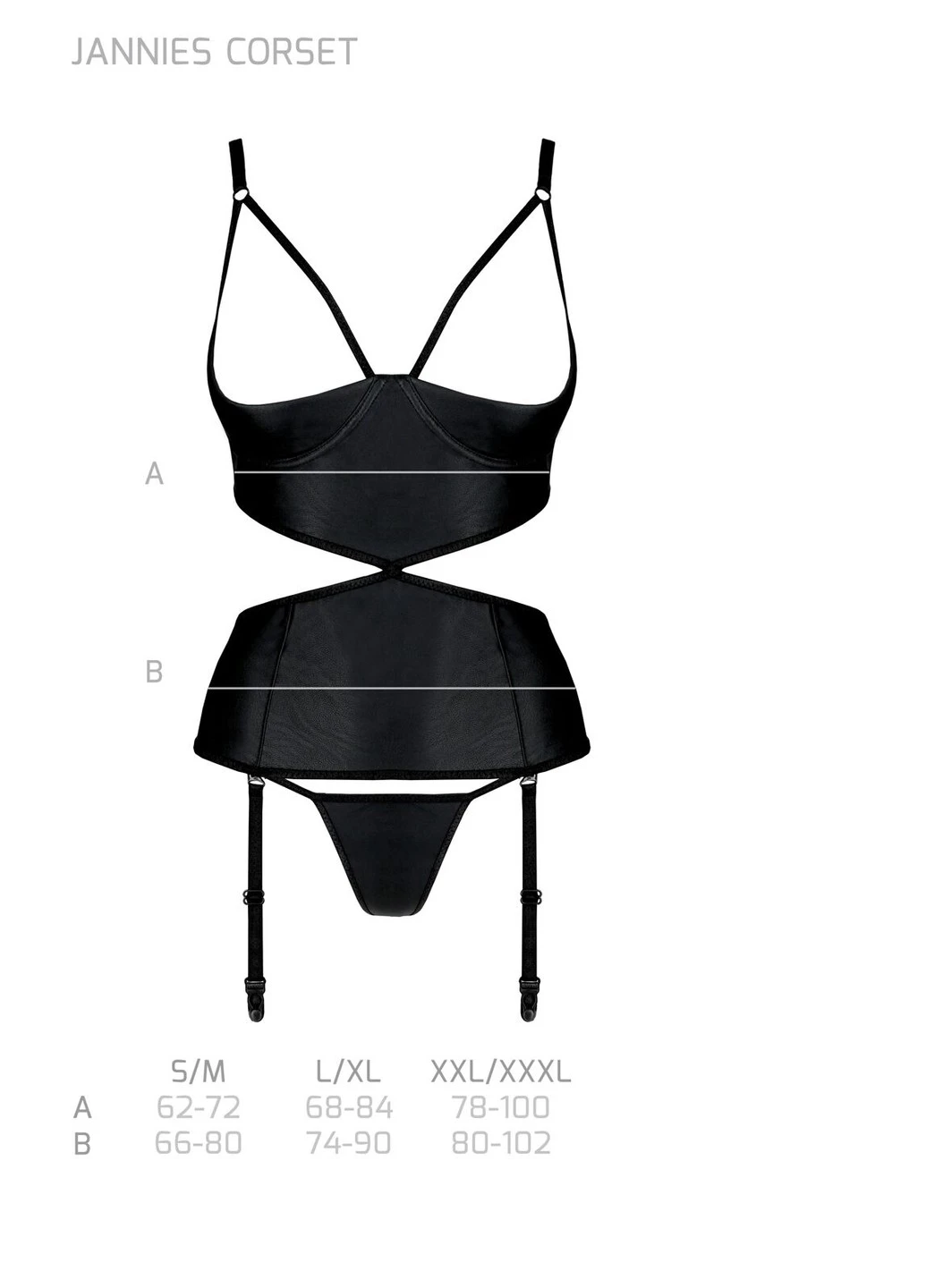 Черный корсет с открытой грудью jannies corset, стринги в наборе Passion