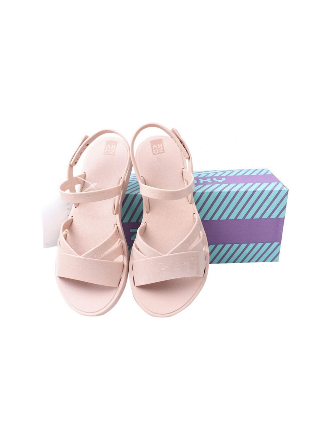 Босоніжки жіночі з гуми, на низькому ходу, з відкритою п'ятою, колір бежевий, Бразилія Grendene 7-21LBC (257675858)