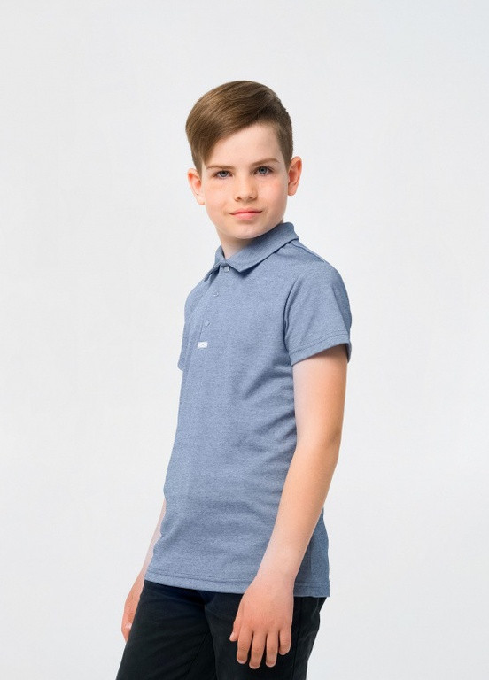 Синяя детская футболка-футболка-поло (короткий рукав) джинс для мальчика Smil