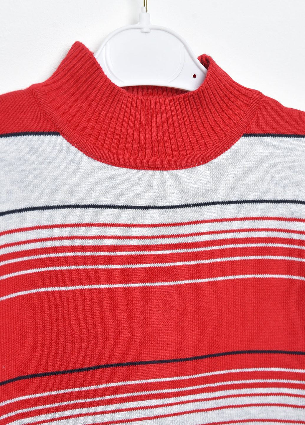 Червоний демісезонний светр дитячий для хлопчика червоного кольору в смужку пуловер Let's Shop