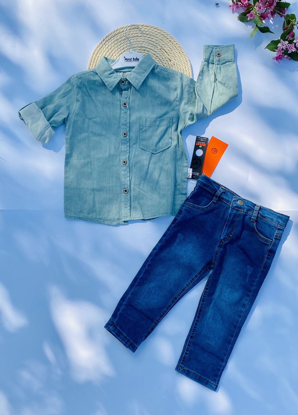 Синій демісезонний дитячий джинсовий костюм для хлопчика сорочка та штани Murat baby