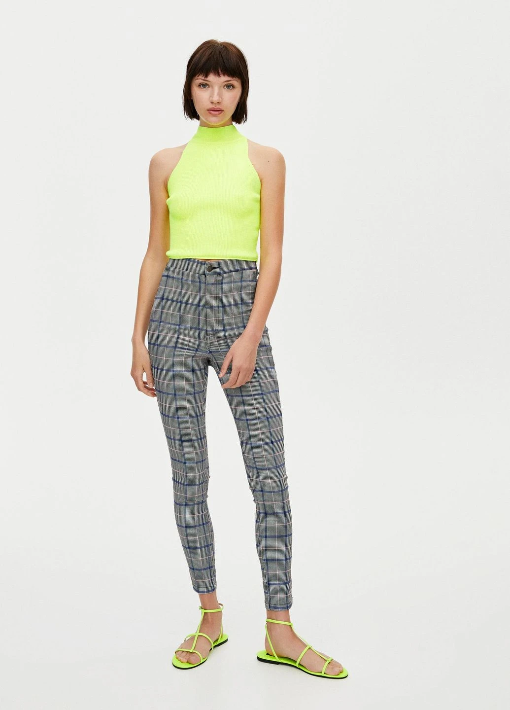 Штани демісезон,чорний-білий в клітку, Pull & Bear (265624747)