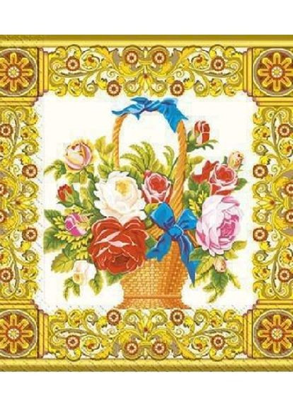 Серветки паперові тришарові Класичні з малюнком квіти 18 шт. Марго (265628917)
