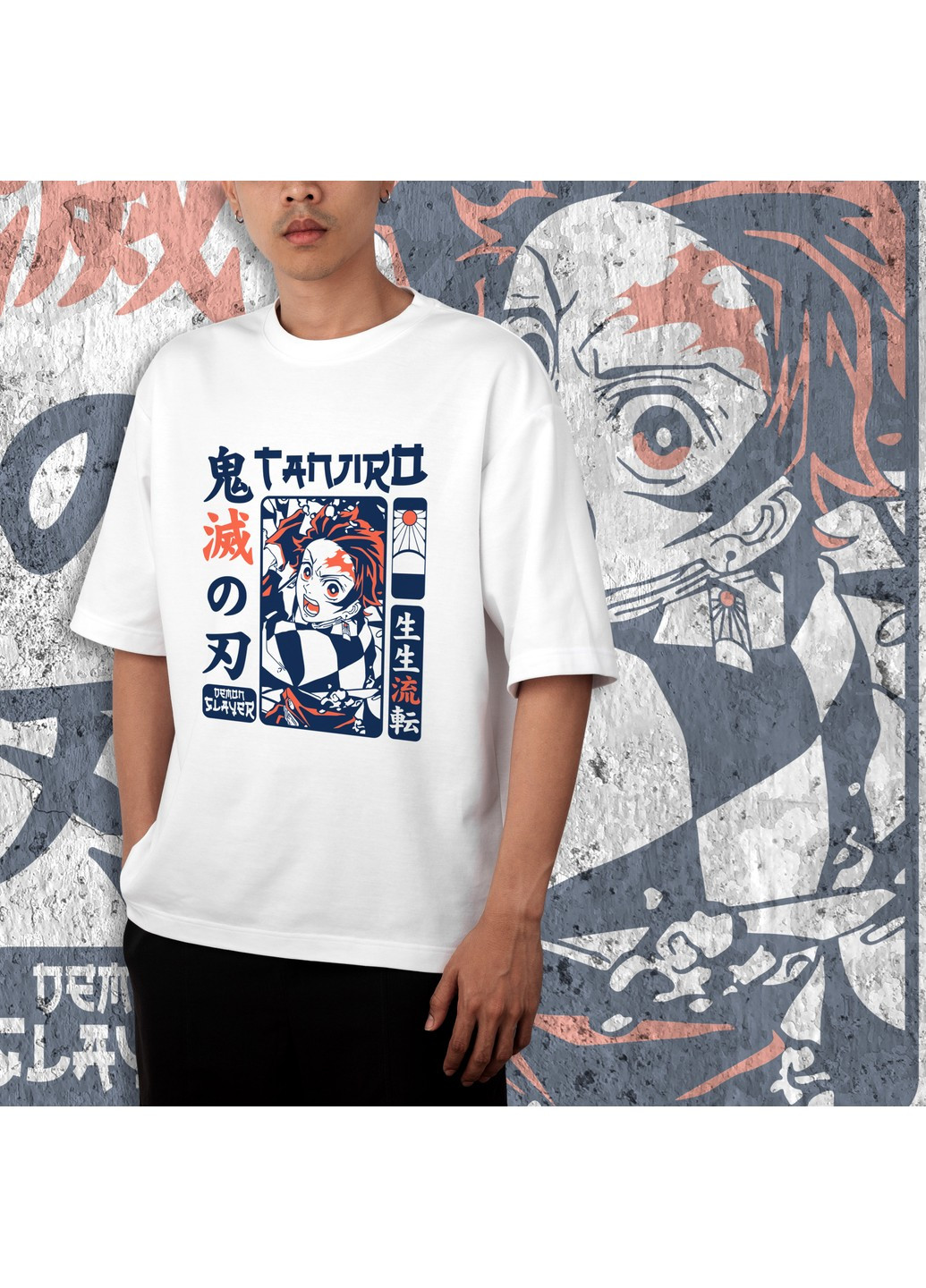 Біла футболка з принтом клинок розсікаючий демонів - танджиро камадо 8 No Brand