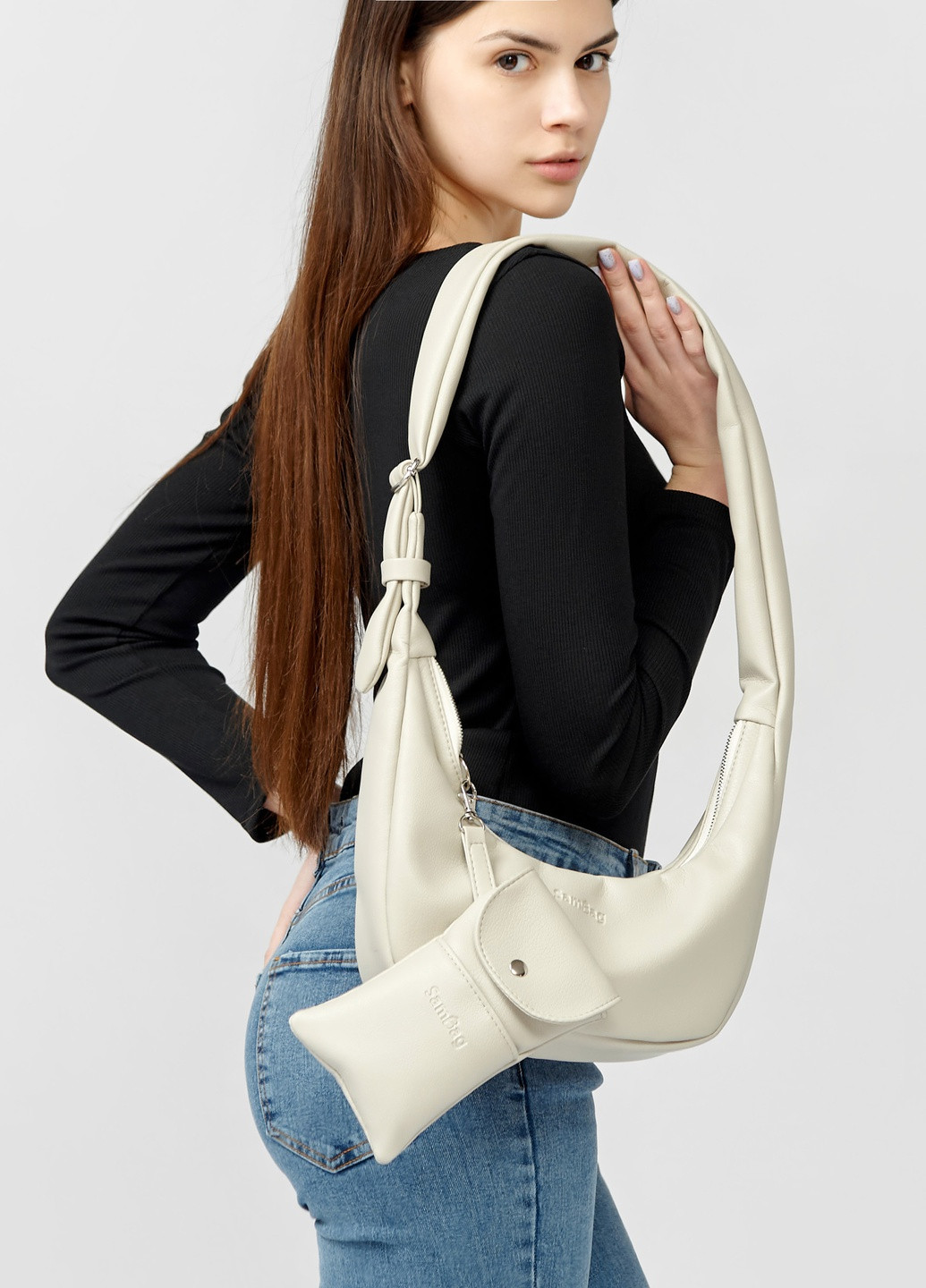 Жіноча сумка HOBO S сірий шовк Sambag (259033400)