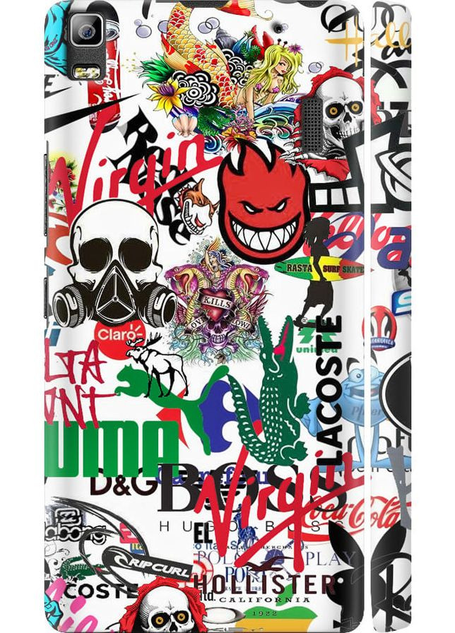 3D пластиковый матовый чехол 'Many different logos' для Endorphone Lenovo A7000 (262807166)