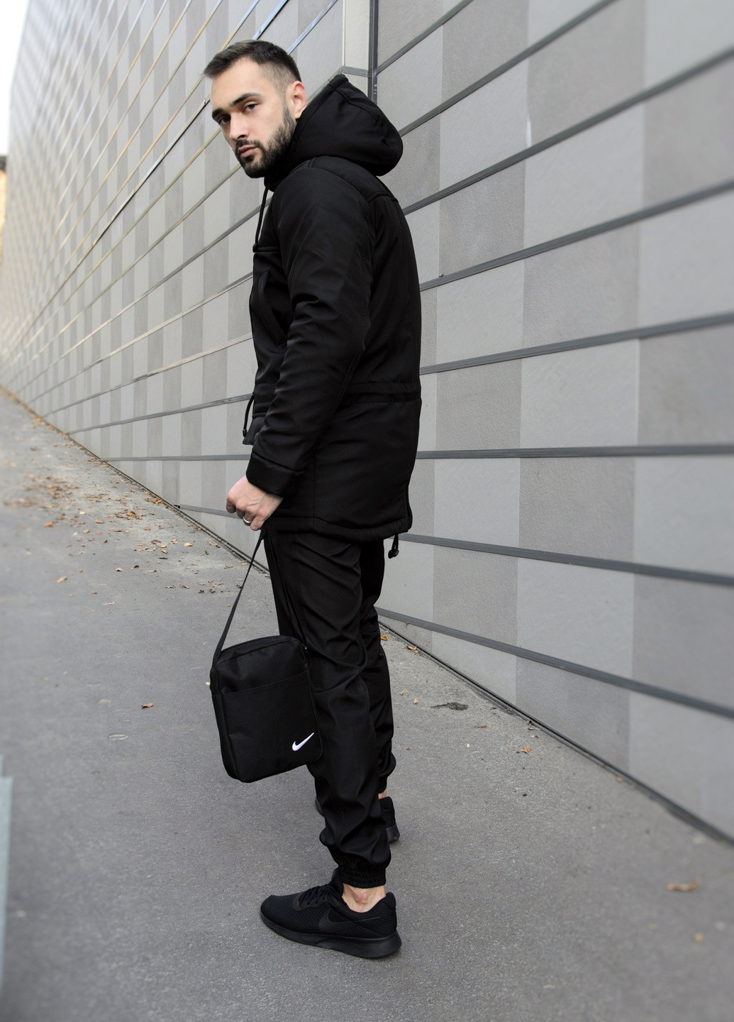 Черная зимняя зимняя мужская парка (копия) No Brand