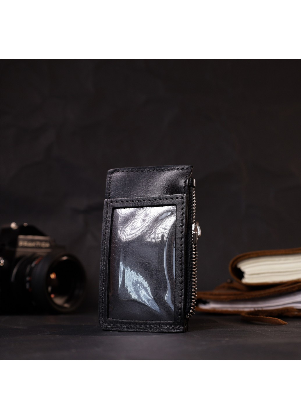 Интересный картхолдер с держателем для Apple AirTag из натуральной кожи 11628 Черный Grande Pelle (267507232)