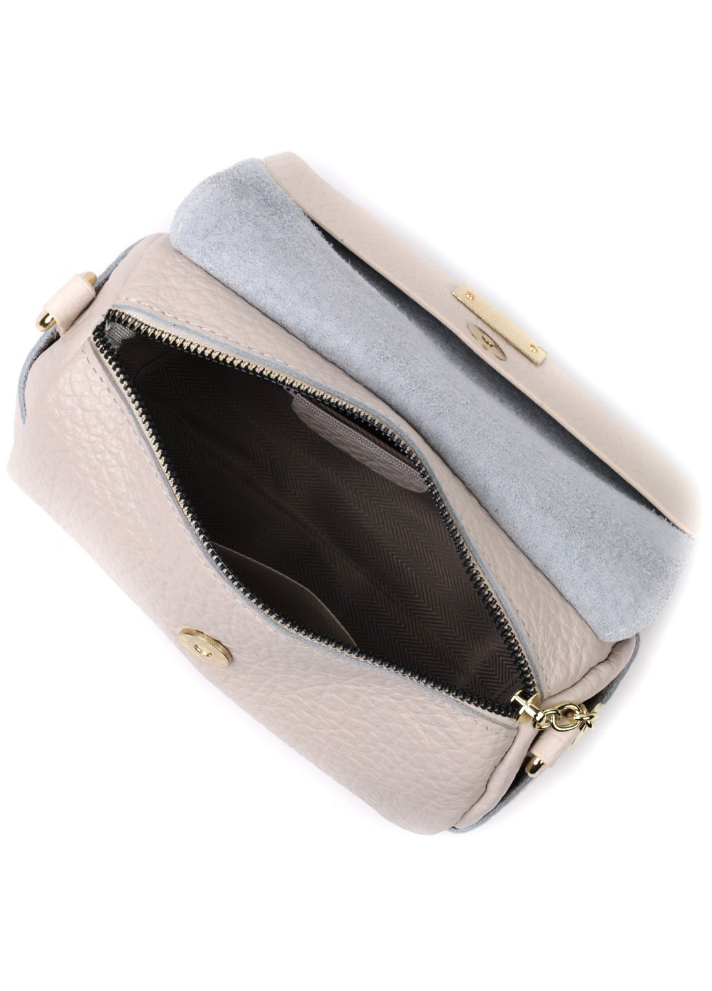 Красивая кожаная женская сумка с оригинальной плечевой лямкой 22404 Белая Vintage (276457518)