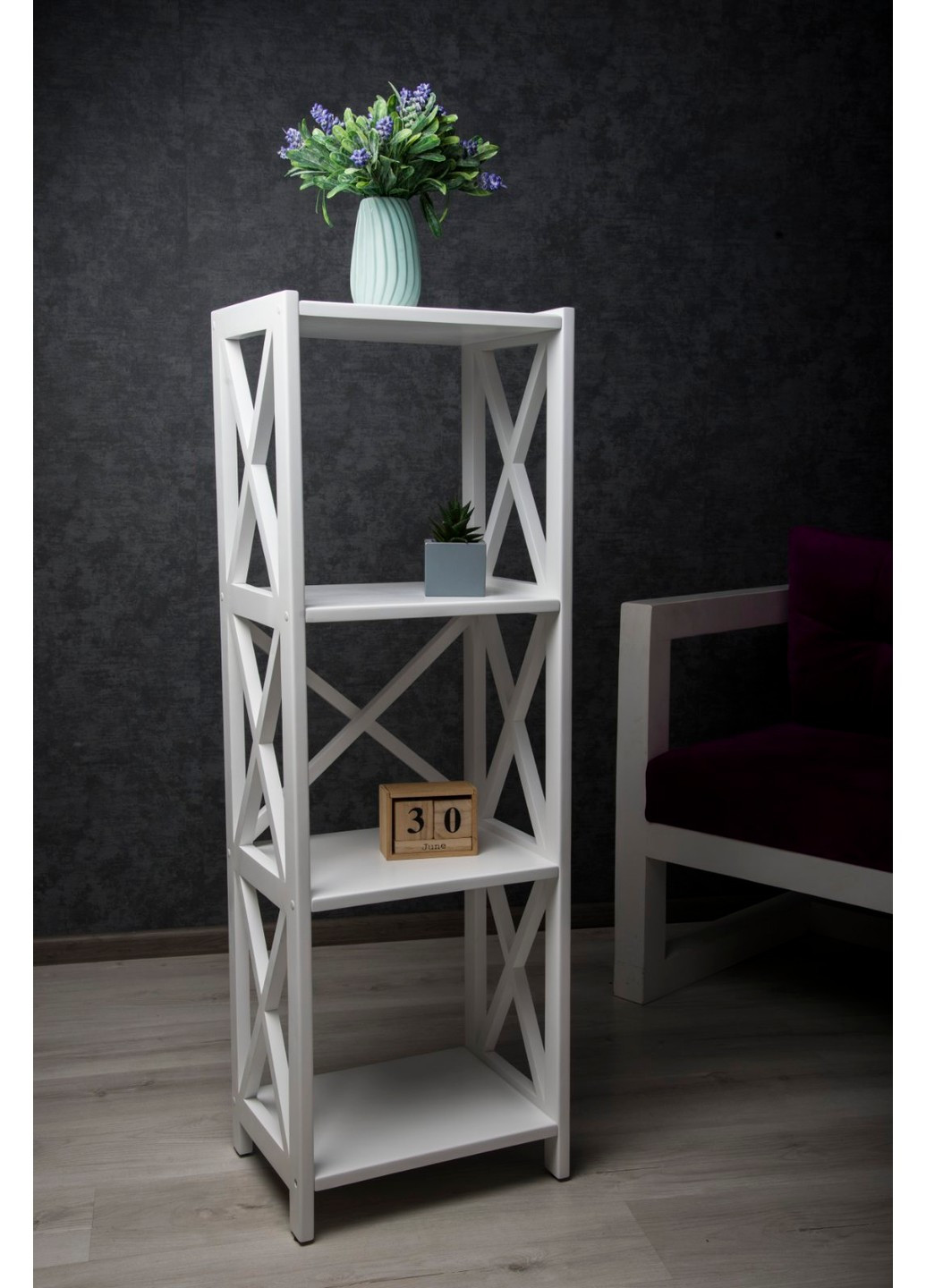 Етажерка з натурального дерева HW-30 біла HouseWood (276842300)