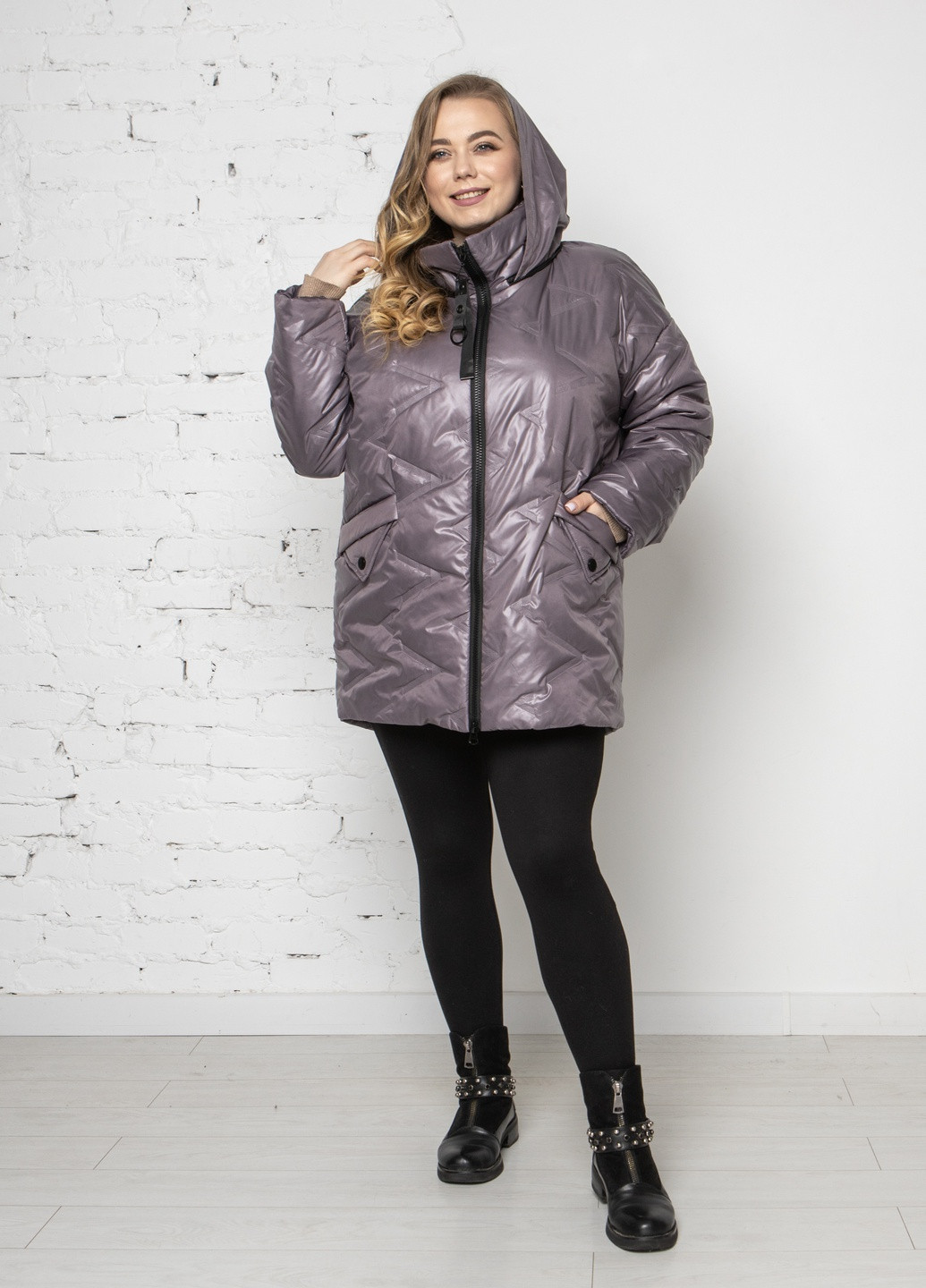 Темно-пурпурная демисезонная женская демисезонная куртка большого размера SK