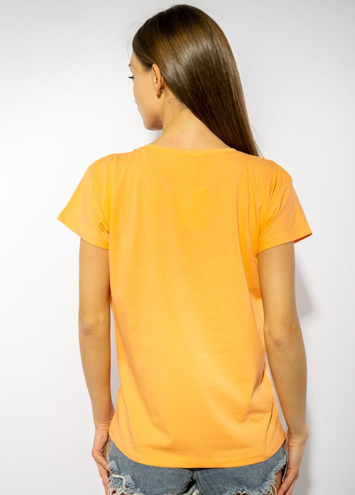 Персиковая летняя футболка женская с принтом (персиковый) Time of Style