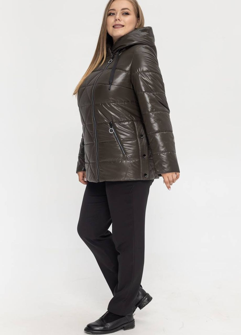 Оливкова (хакі) демісезонна жіноча демісезонна куртка великого розміру SK