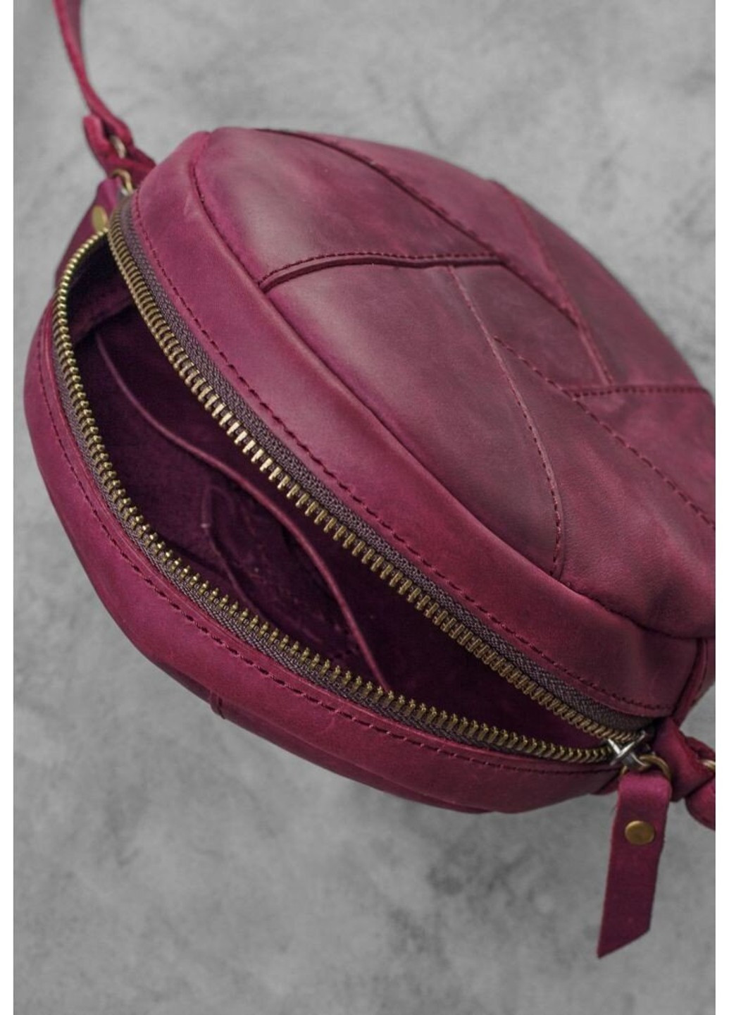Шкіряна кругла жіноча сумка Бон-Бон бордова Crazy Horse - BN-BAG-11-VIN-KR BlankNote (264478342)