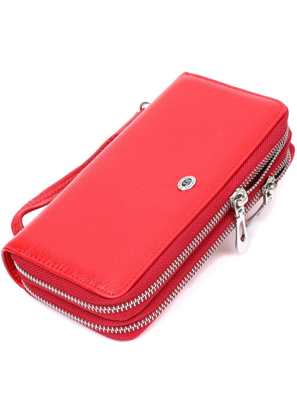 Яркий женский кошелек-клатч с двумя отделениями на молниях 19430 Красный st leather (276461858)