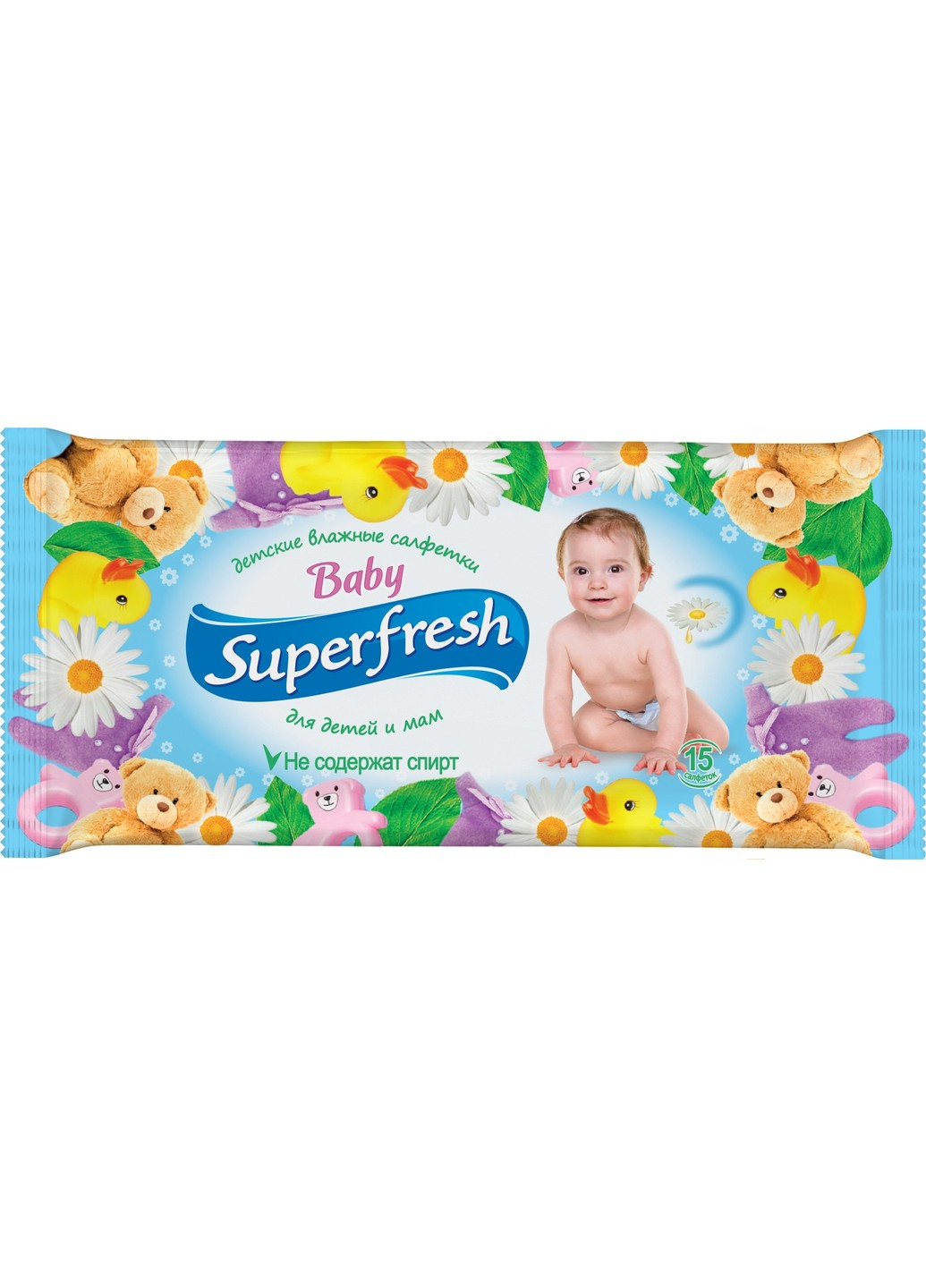 Дитячі вологі серветки Baby chamomile 15 шт Superfresh (269254525)