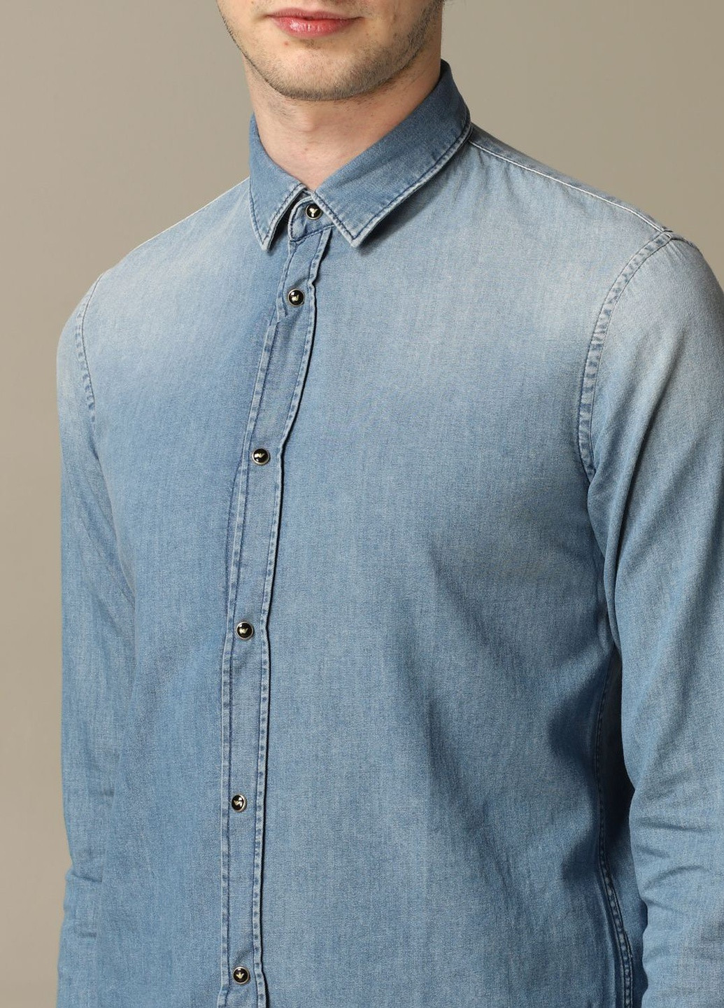 Голубой рубашка Emporio Armani