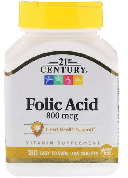 Folic Acid 800 mcg 180 Tabs 21st Century (256719722)