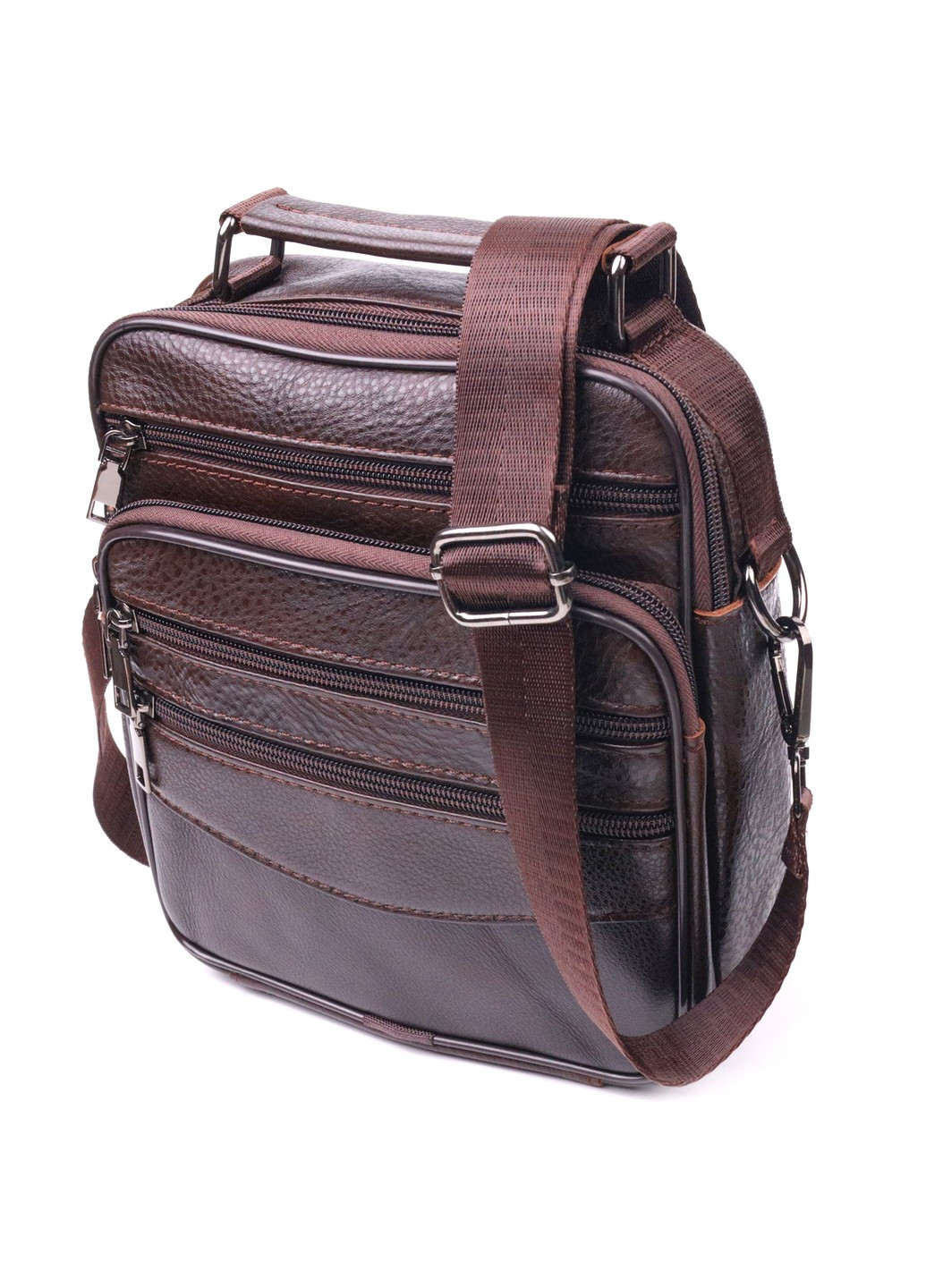 Практичная мужская сумка кожаная 21274 Коричневая Vintage (258286262)