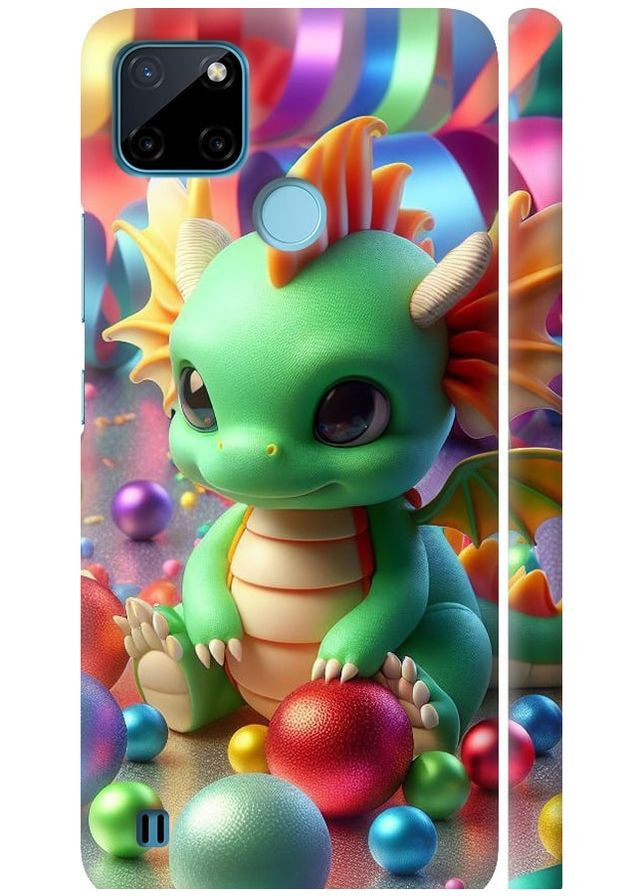 3D пластиковый матовый чехол 'Веселый дракончик' для Endorphone Realme C25Y (275457730)