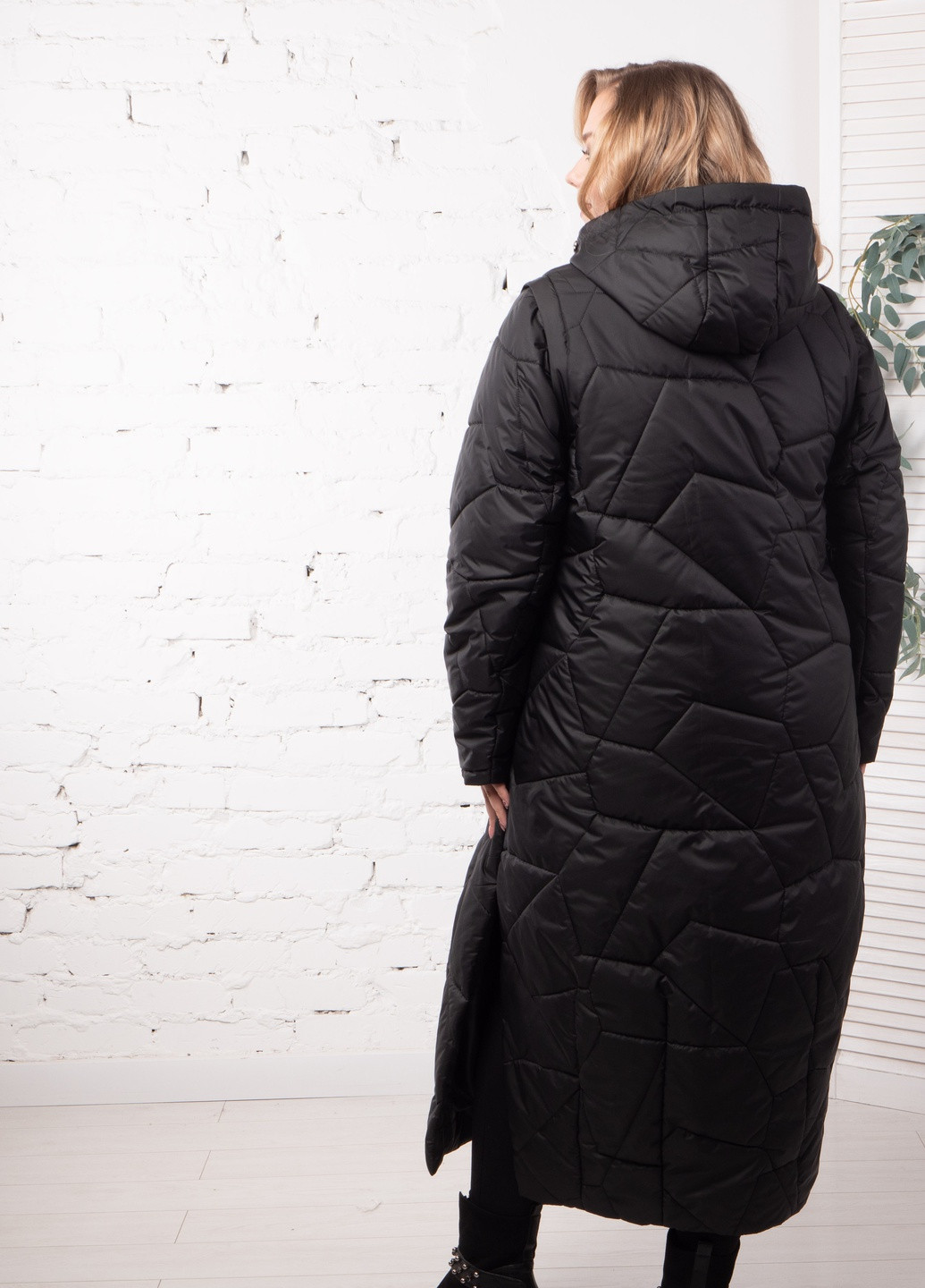 Чорна демісезонна жіноча демісезонна куртка великого розміру стьожка бите скло SK