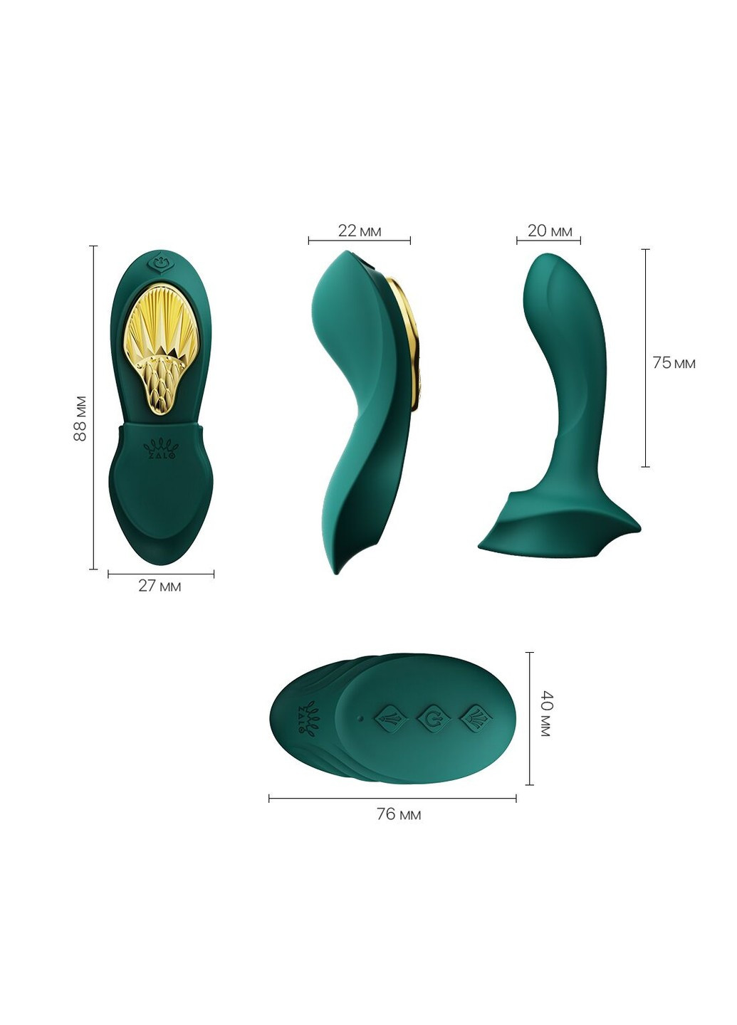 Смарт-вібратор у трусики - AYA Turquoise Green, насадка та пульт ДК Zalo (269712504)