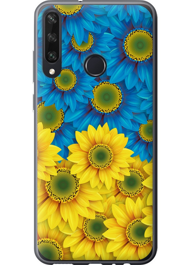 Силіконовий чохол 'Жовто-блакитні квіти ' для Endorphone huawei y6p (257837066)
