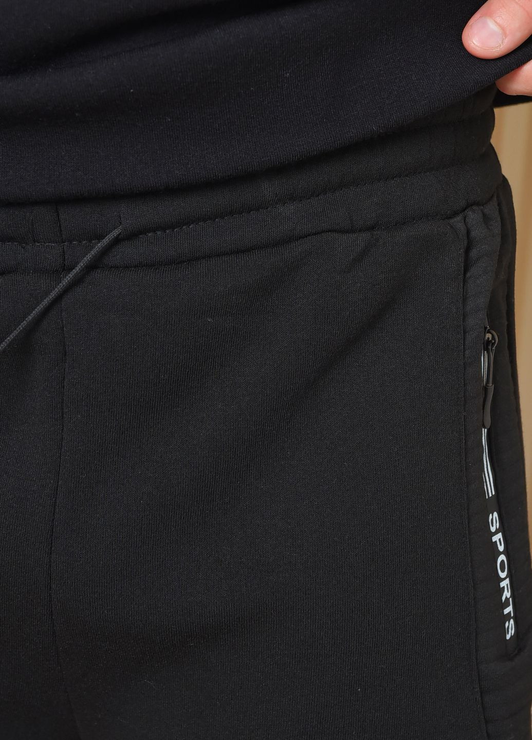 Спортивні штани чоловічі на флісі чорного кольору Let's Shop (269692866)