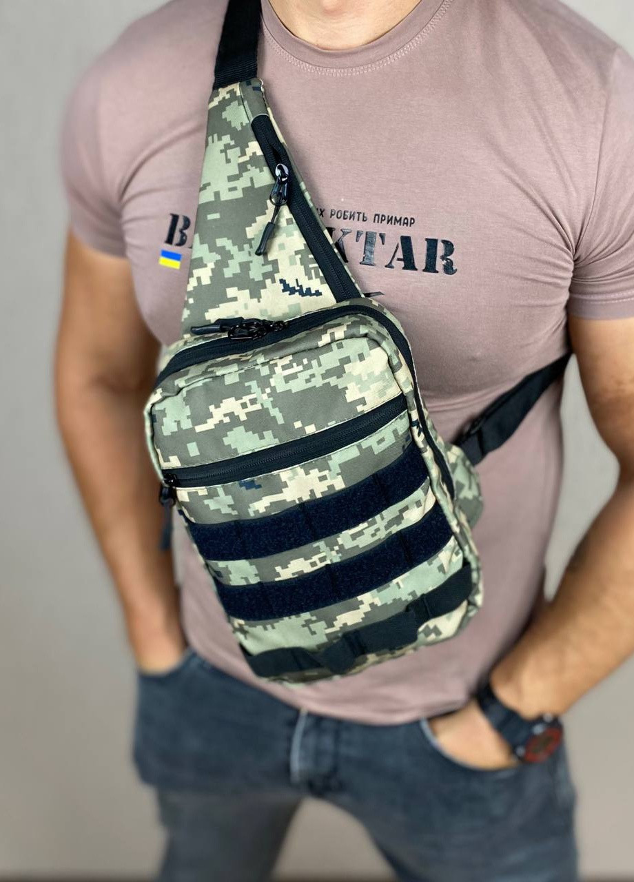 Нагрудная сумка с кобурой тактическая мужская сумка бананка слинг Tactica пиксель No Brand (258413842)